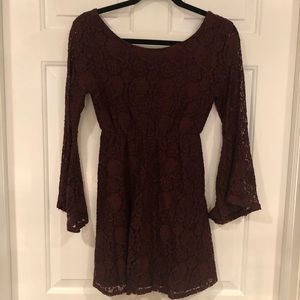 NWOT WOMENS BURGUNDY LACE DRESS